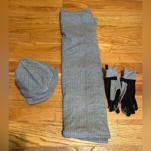 lululemon athletica Black and Gray Scarf, Hat and Glove Set